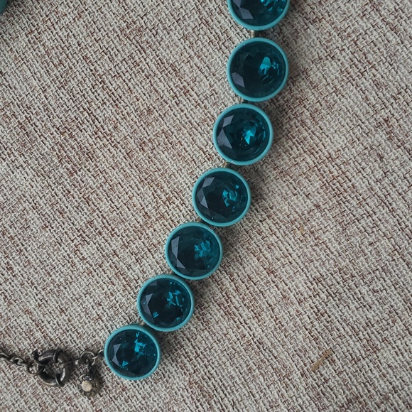 J.Crew Jumbo Teal Brûlée Brulee Crystal Necklace - Picture 4 of 11